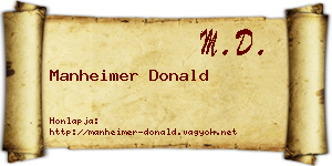 Manheimer Donald névjegykártya